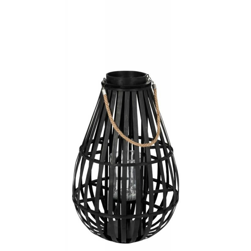 GOUTTE - Lanterne en forme de goutte bambou noir H60cm