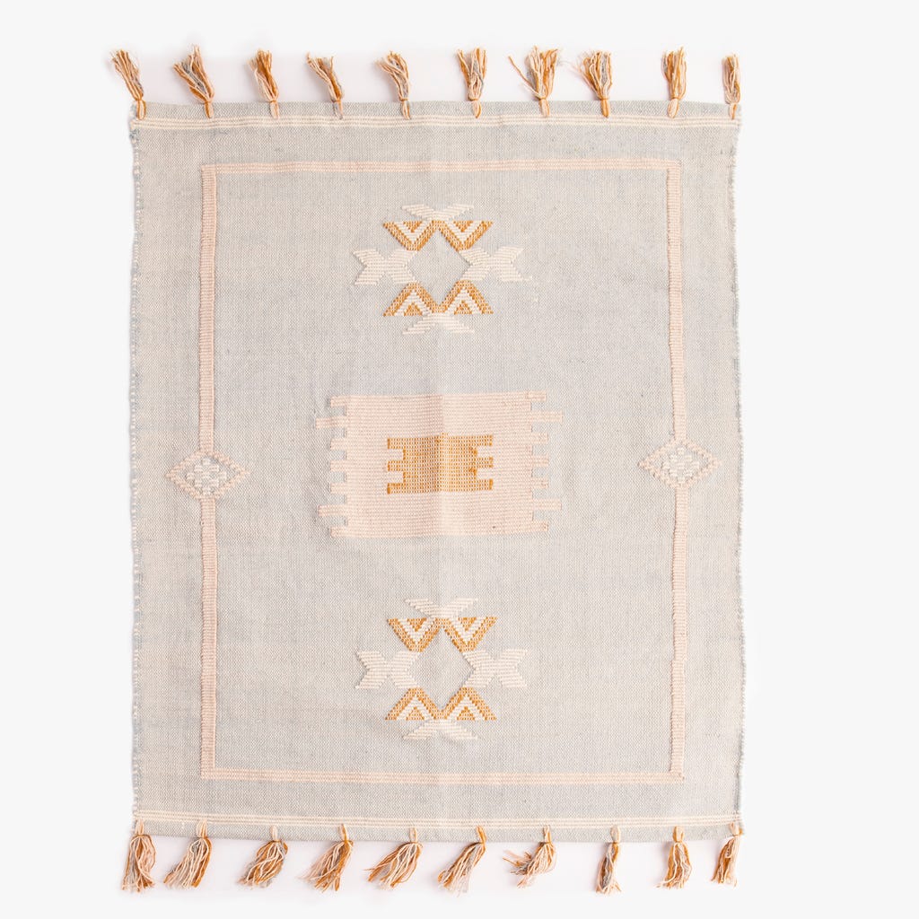 Tapete Algodão Azul e Bege 200x300 BENAGIL