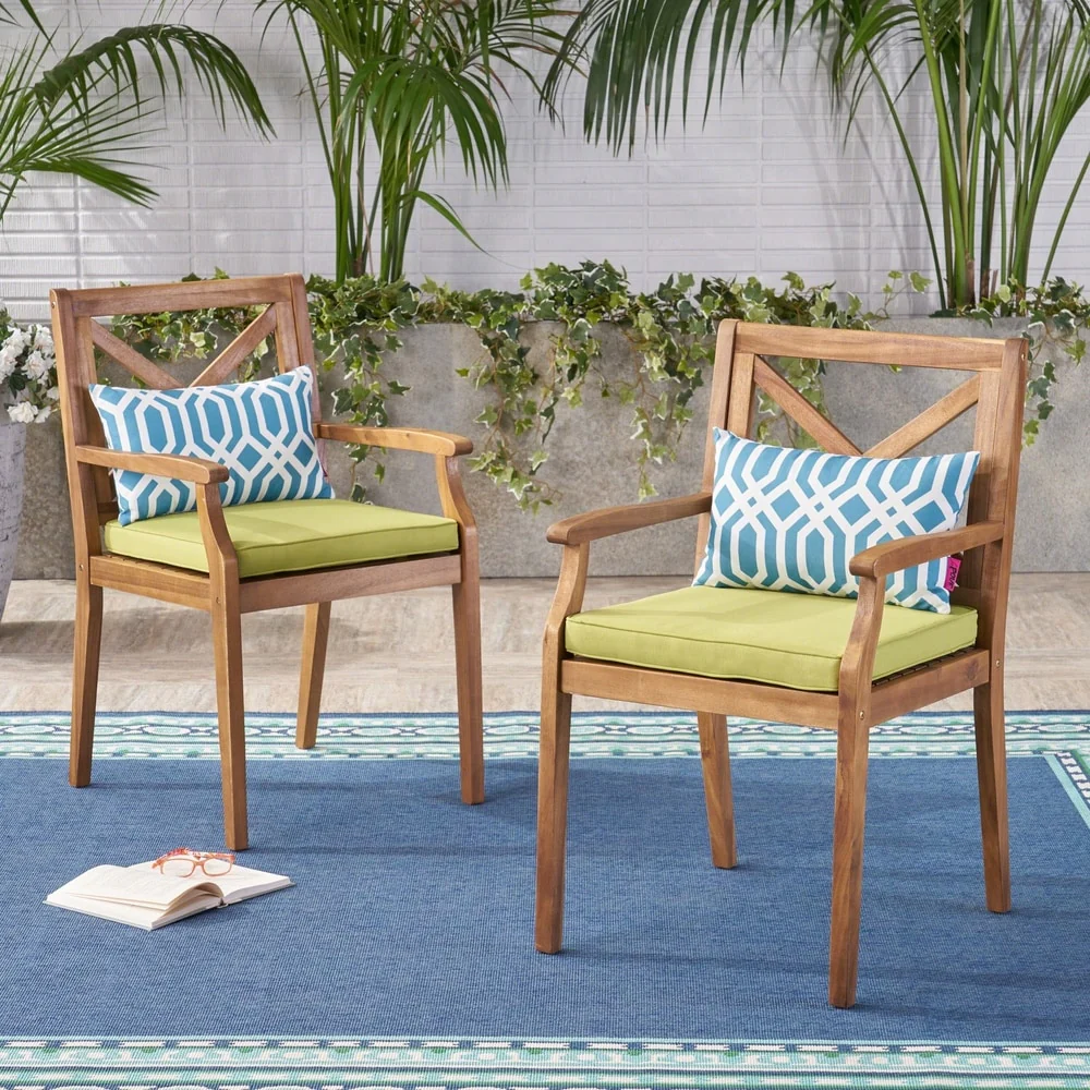 Perla Outdoor Acacia Wood Dining Chair (Set of 2) by Christopher Knight Home