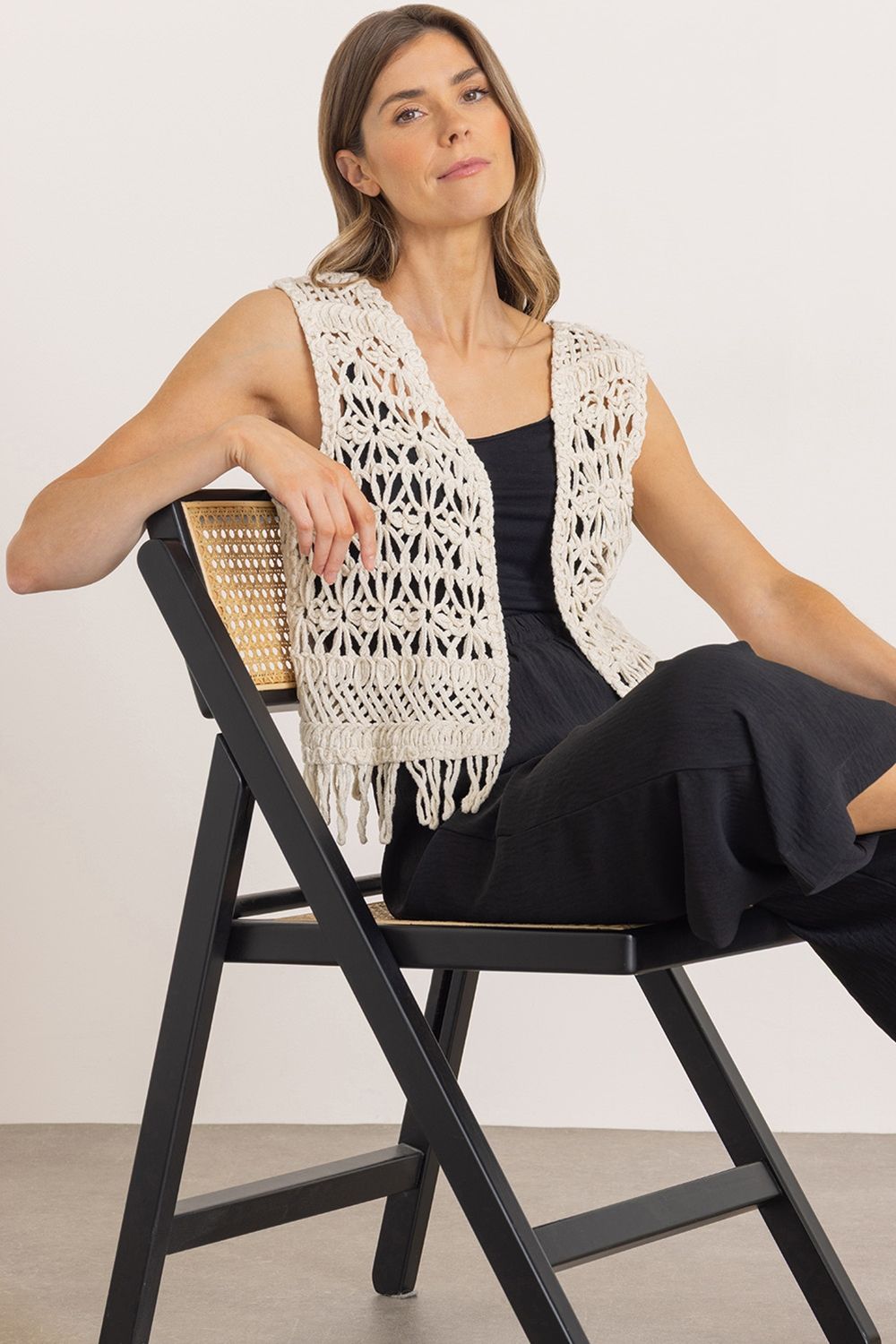 Klass. Crochet Open Waistcoat