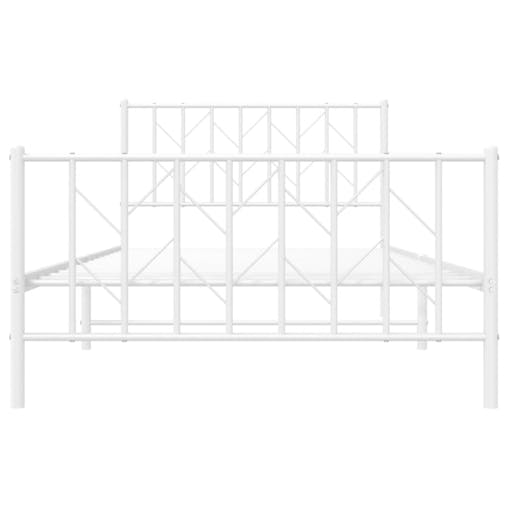 NNEVL Metal Bed Frame with Headboard and Footboard&nbsp;White 107x203 cm