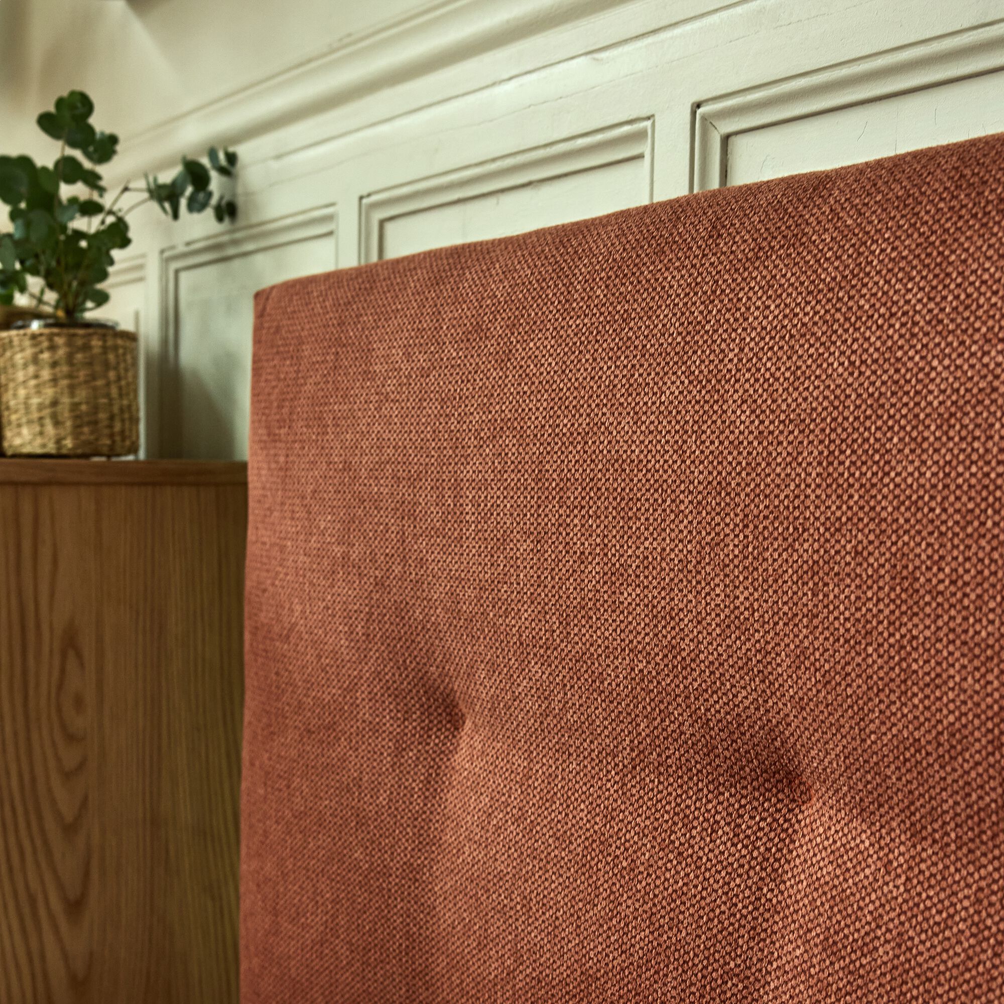 MARGO - Tête de lit capitonnée en tissu L182cm - terracotta