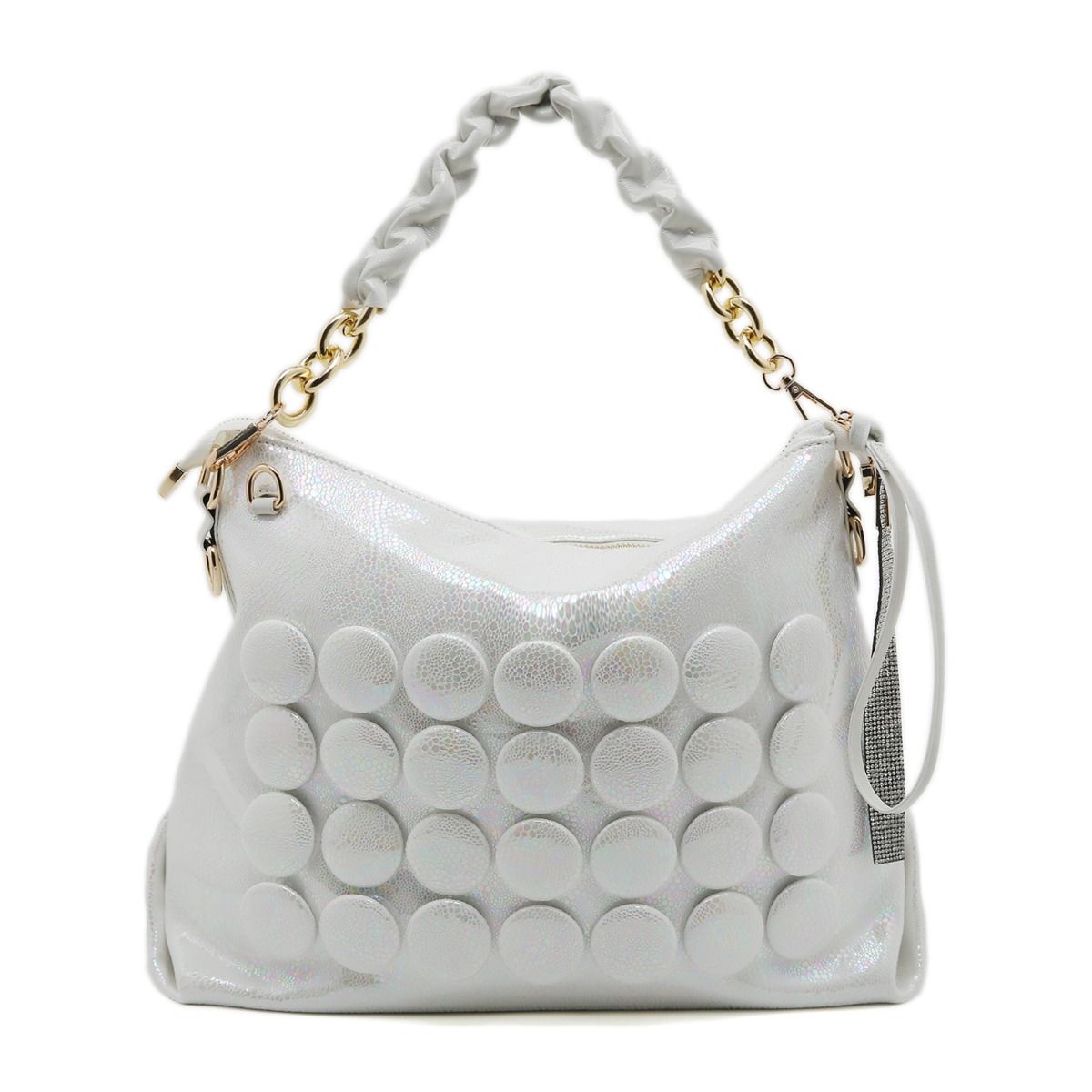 PEACH ACCESSORIES 3D Dot Slouchy Shoulder Bag with Rhinestone Accents