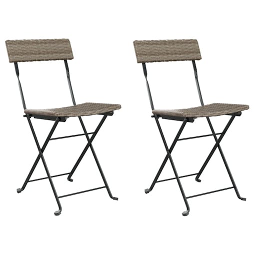 NNEVL Folding Bistro Chairs 2 pcs Grey Poly Rattan and Steel