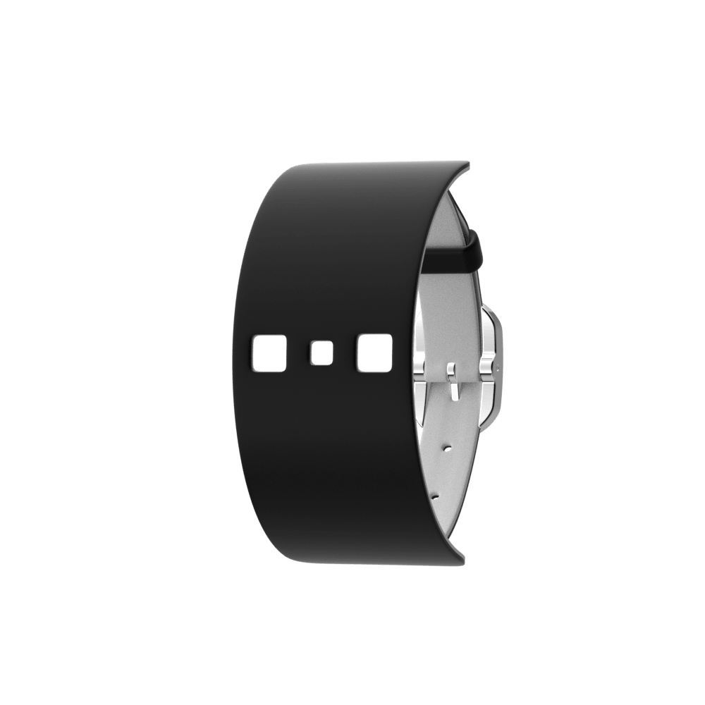 Bracelet Cuir Noir / Blanc, boucle dorée rose