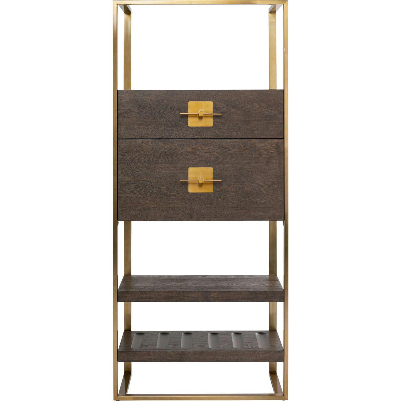 OSAKA - Etagère de bar rétro marron et acier doré