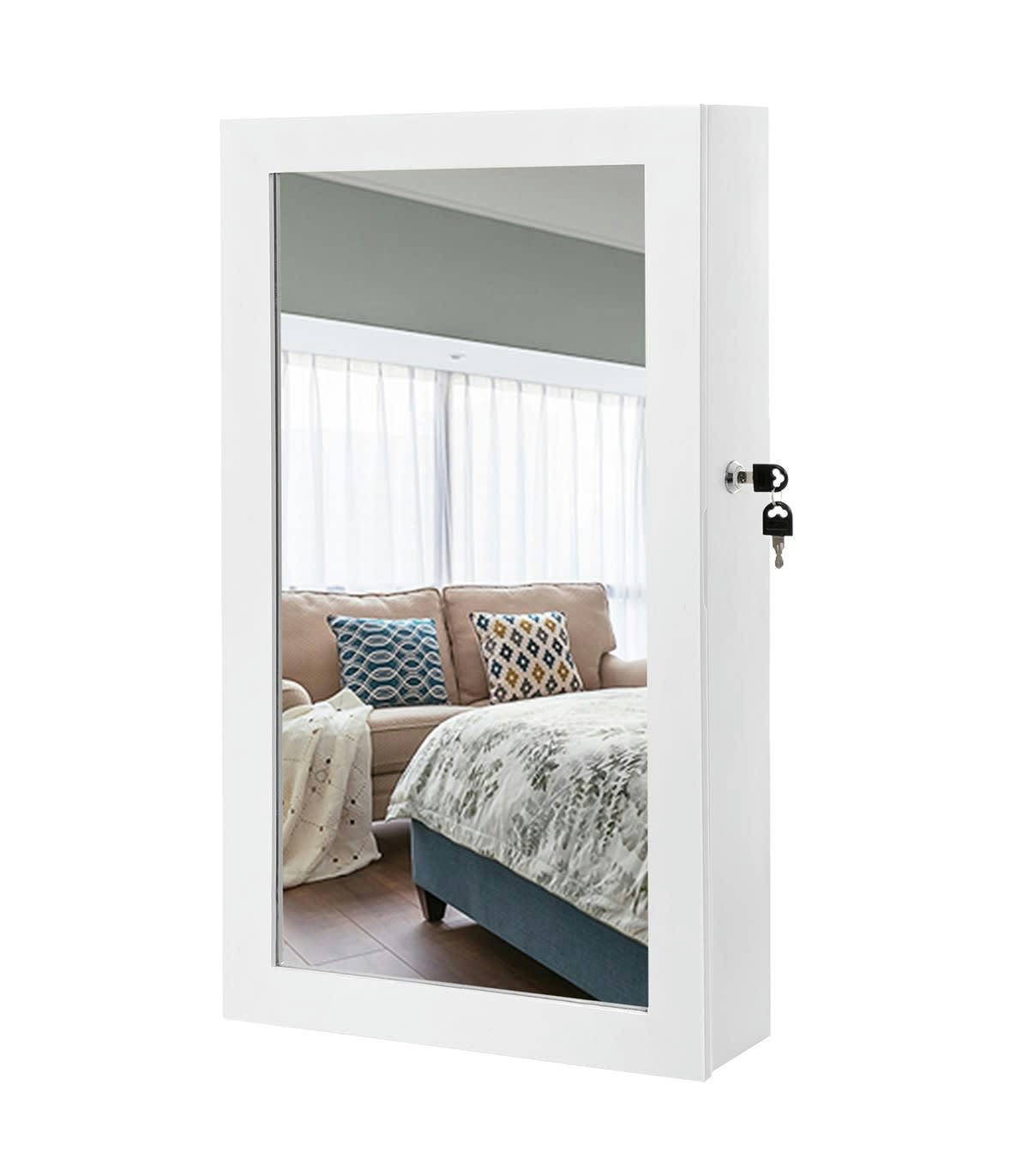 - Armoire à bijoux murale verrouillable avec miroir - H67 cm