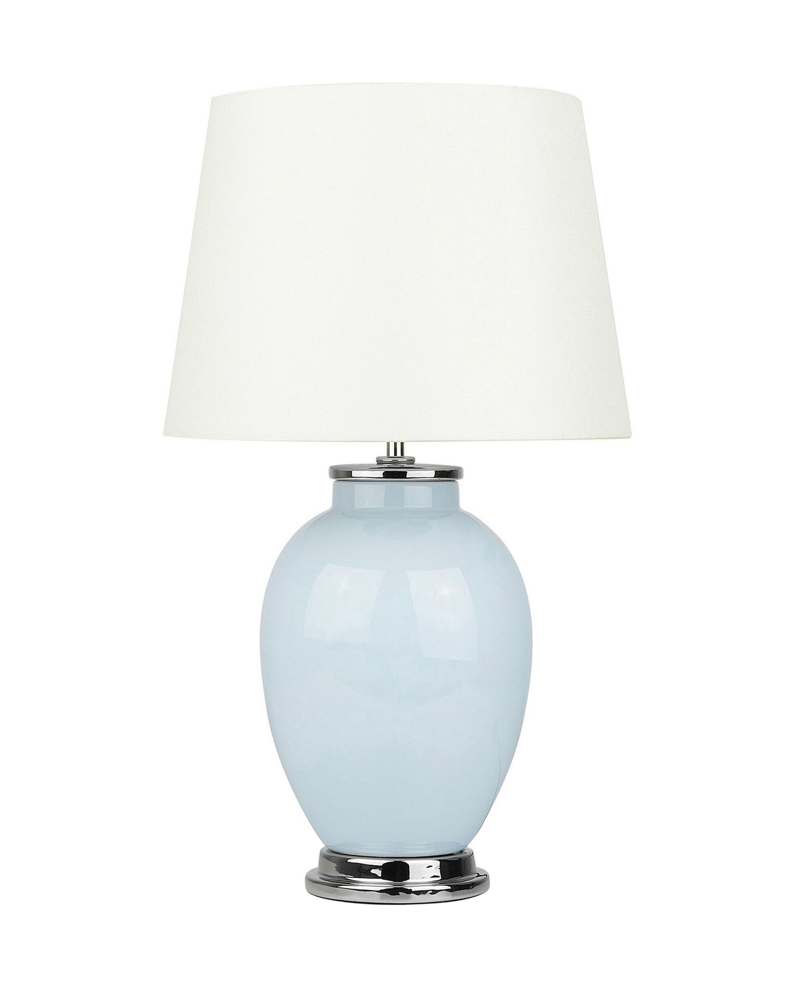 Lampka nocna stołowa ceramiczna błękitna
