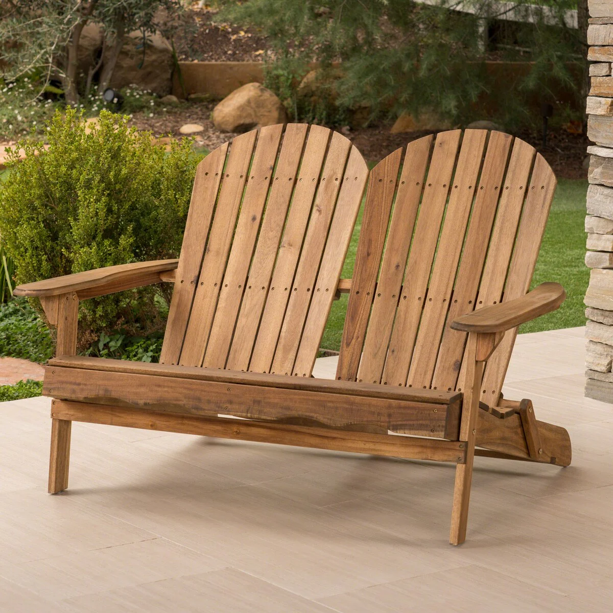 Outdoor Solid Wood Adirondack Loveseat Chair
