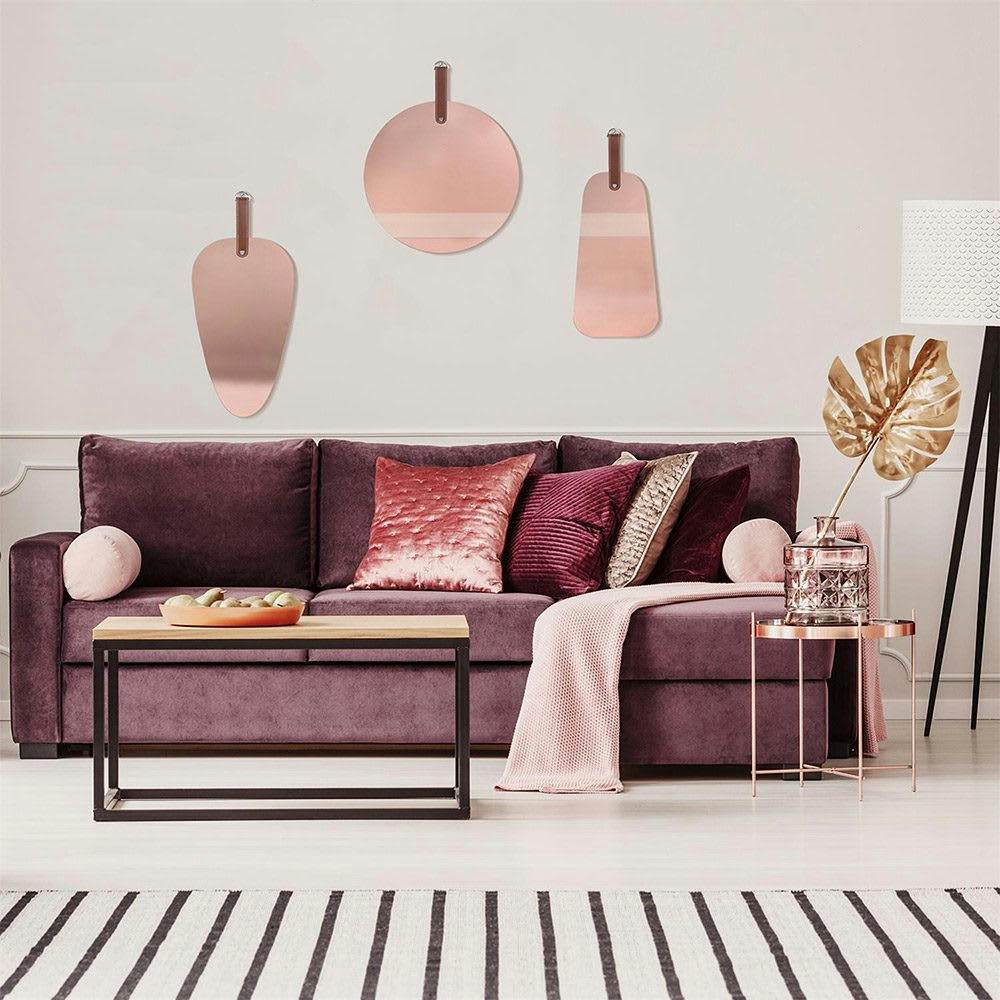 - Miroir cuivre rose avec anse triangle