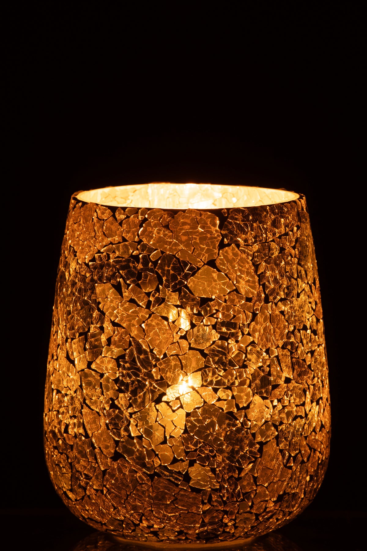 J-Line kaarshouder Craquelé - glas - goud