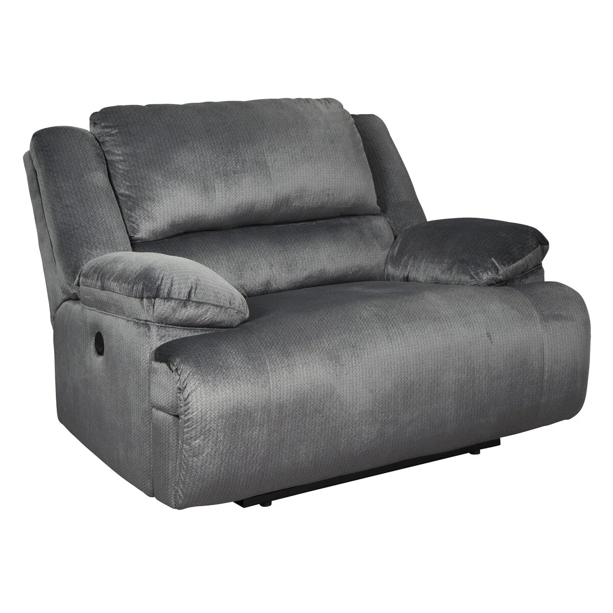 Fabric Upholstered Zero Wall Power Wide Recliner with Gliders, Silver