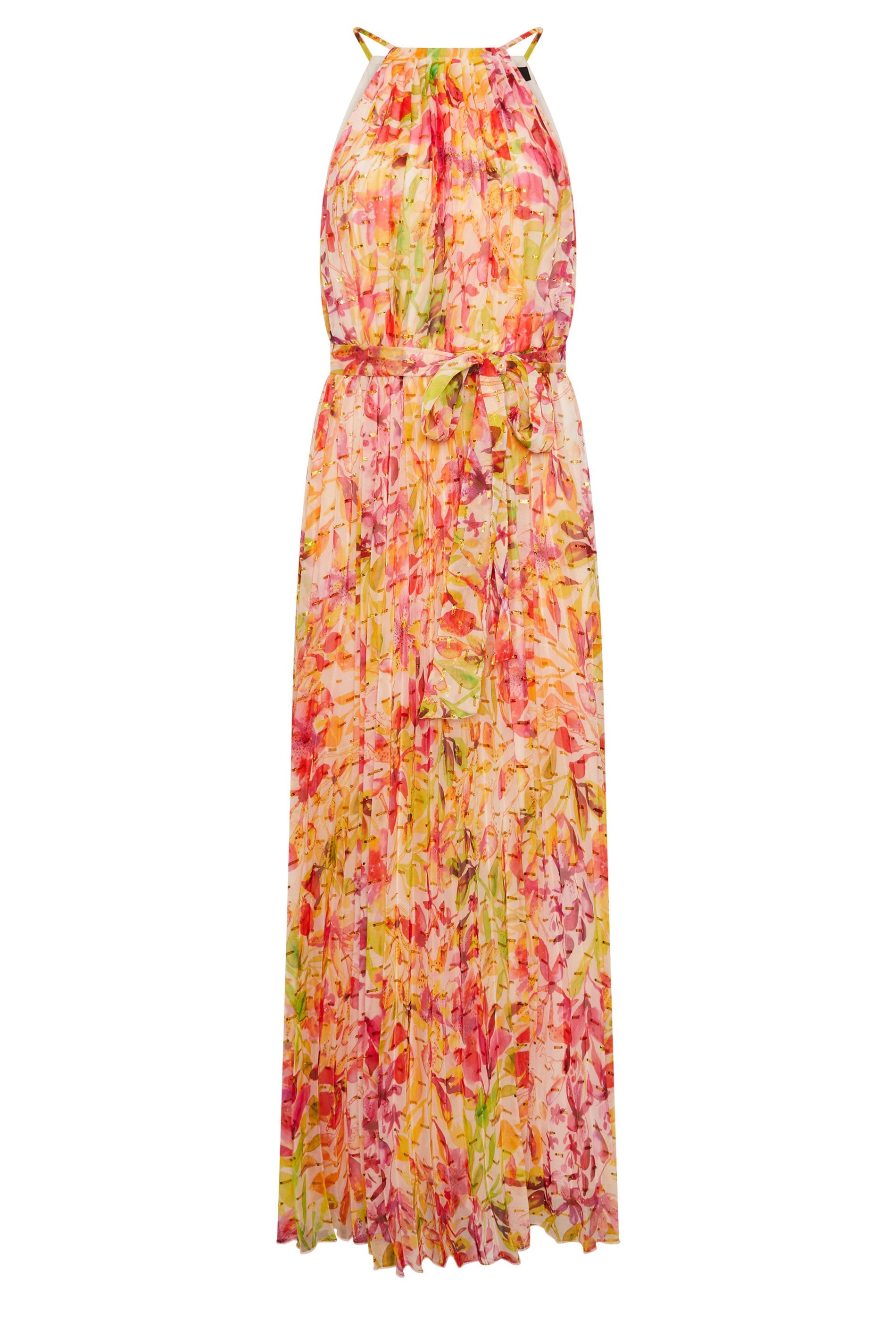 Star by Julien Macdonald Floral Metallic Pleated Dress