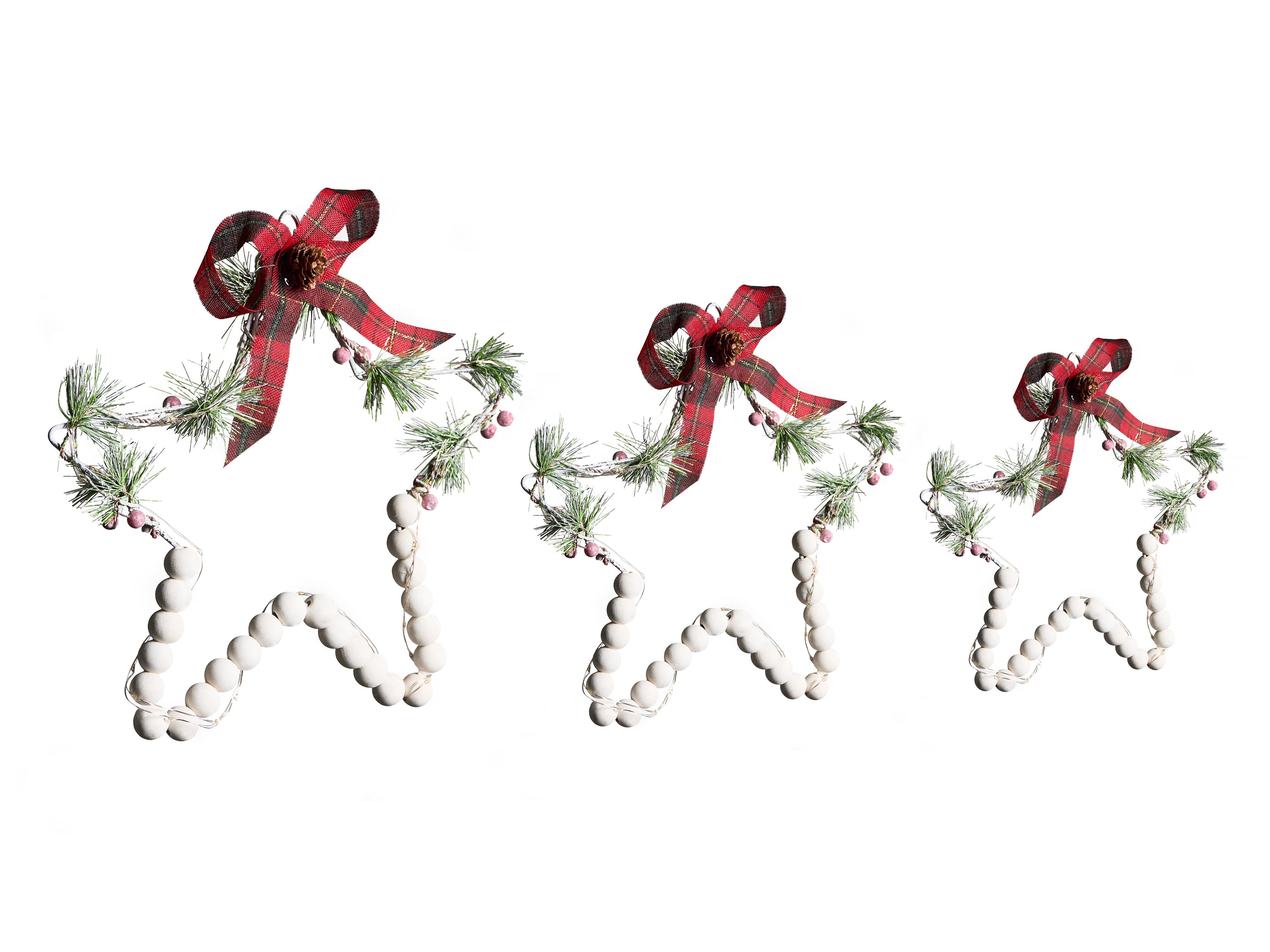 Set of 3 Hanging Decorations LED KALLAVESI Star 25/30/35 cm White