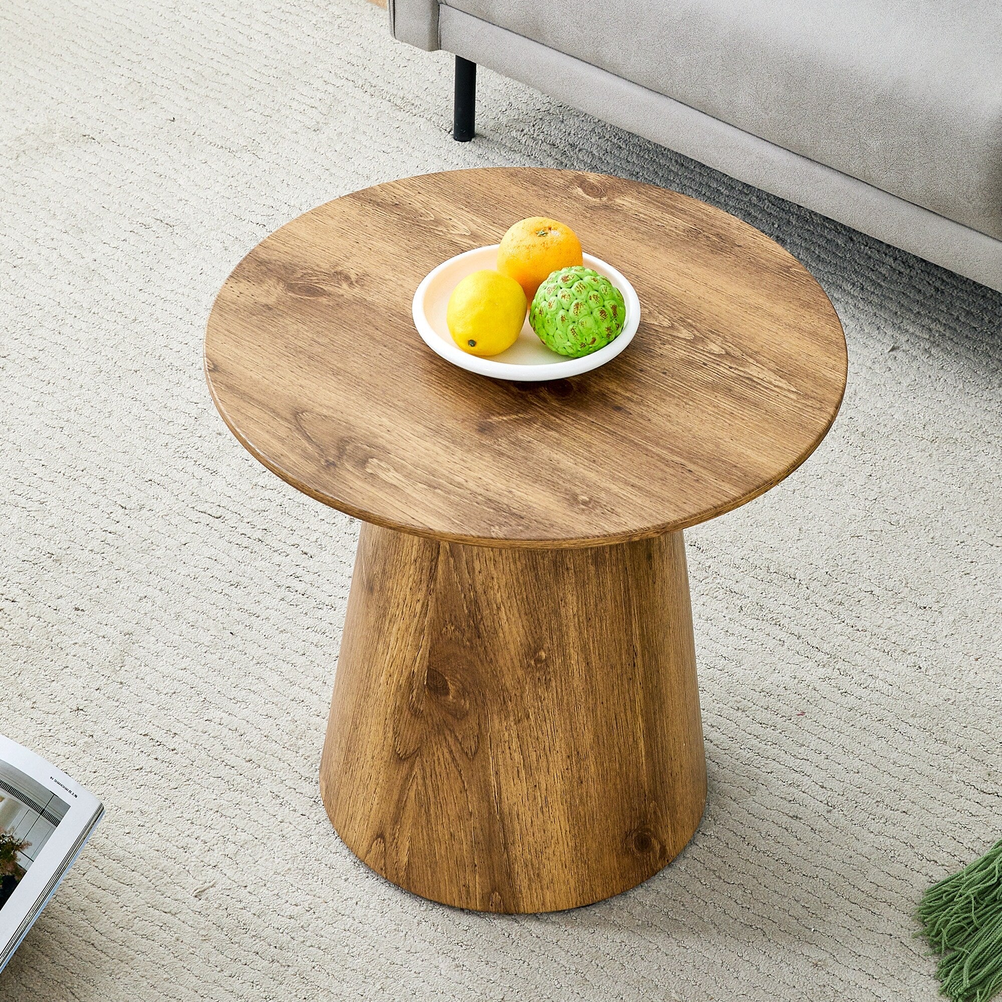 Wood Grain Mdf Round Coffee Table,Wood Grain Texture Sticker,Exquisite Wood Grain Surface,Round Tabletop Design.
