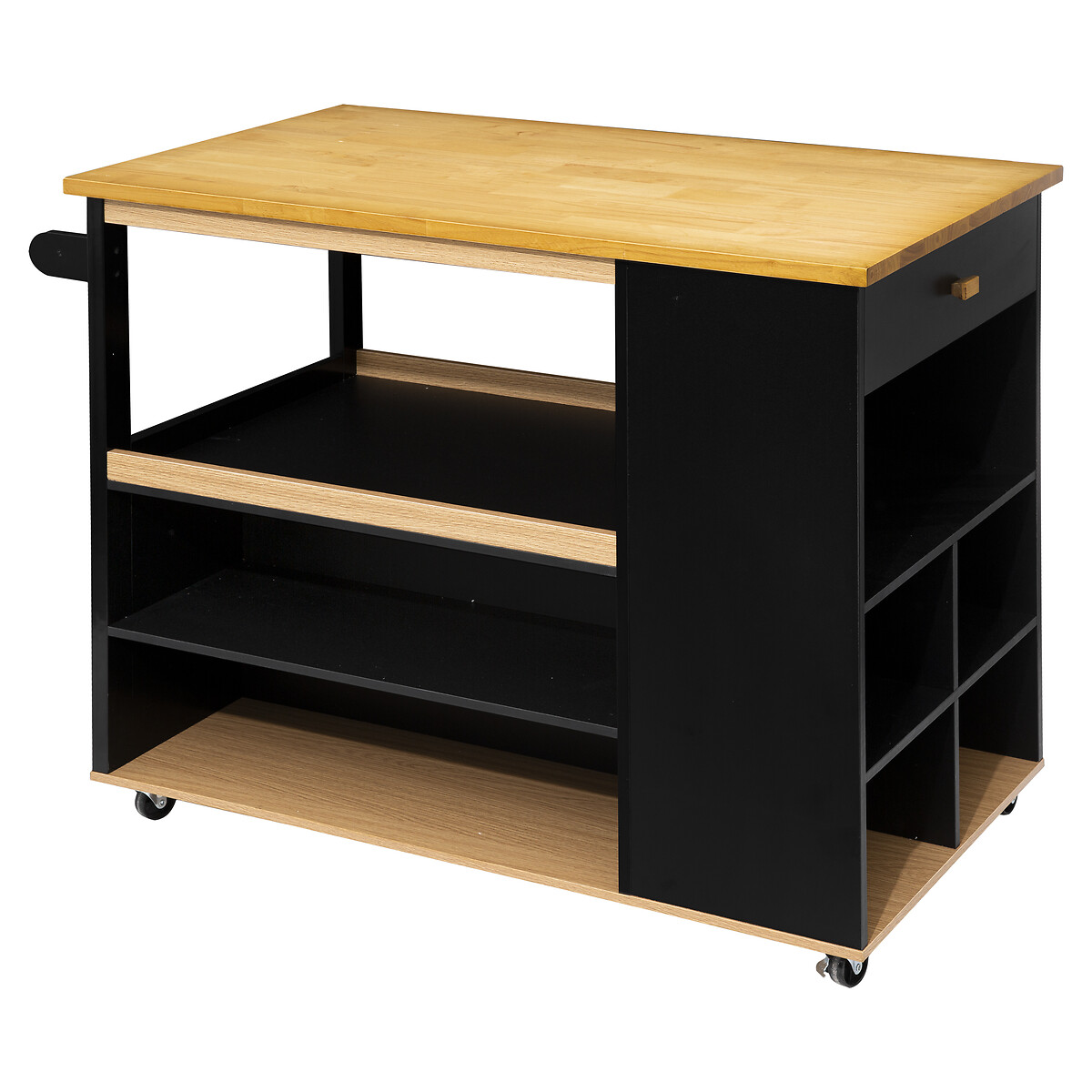 Móvel de apoio em madeira com rodas