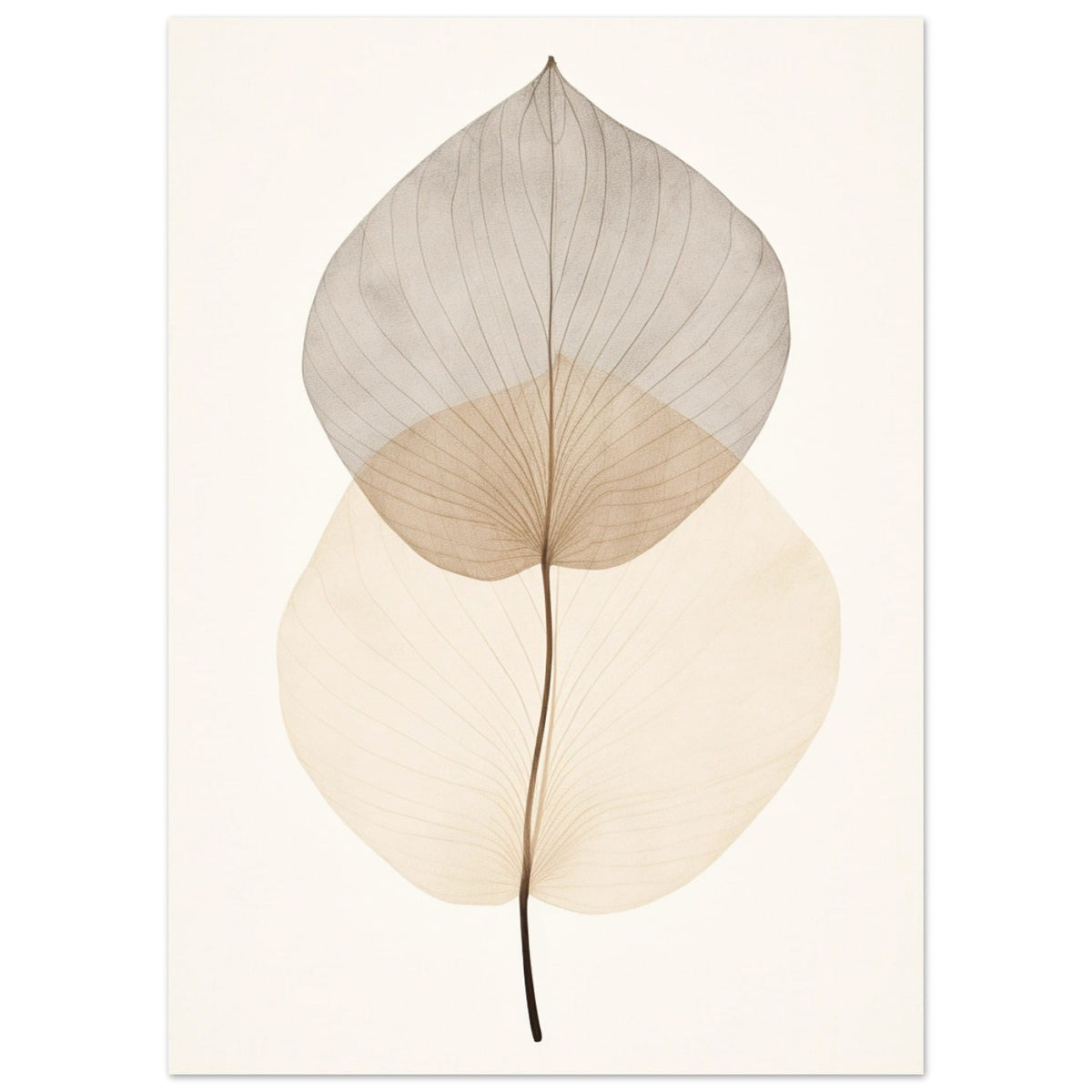 Artfulprints Poster Japandi leaf  - 50x70 cm - Taupe