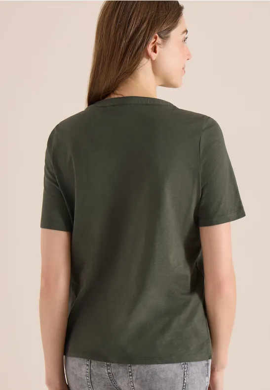 Kurzarm Shirt mit Split Neck