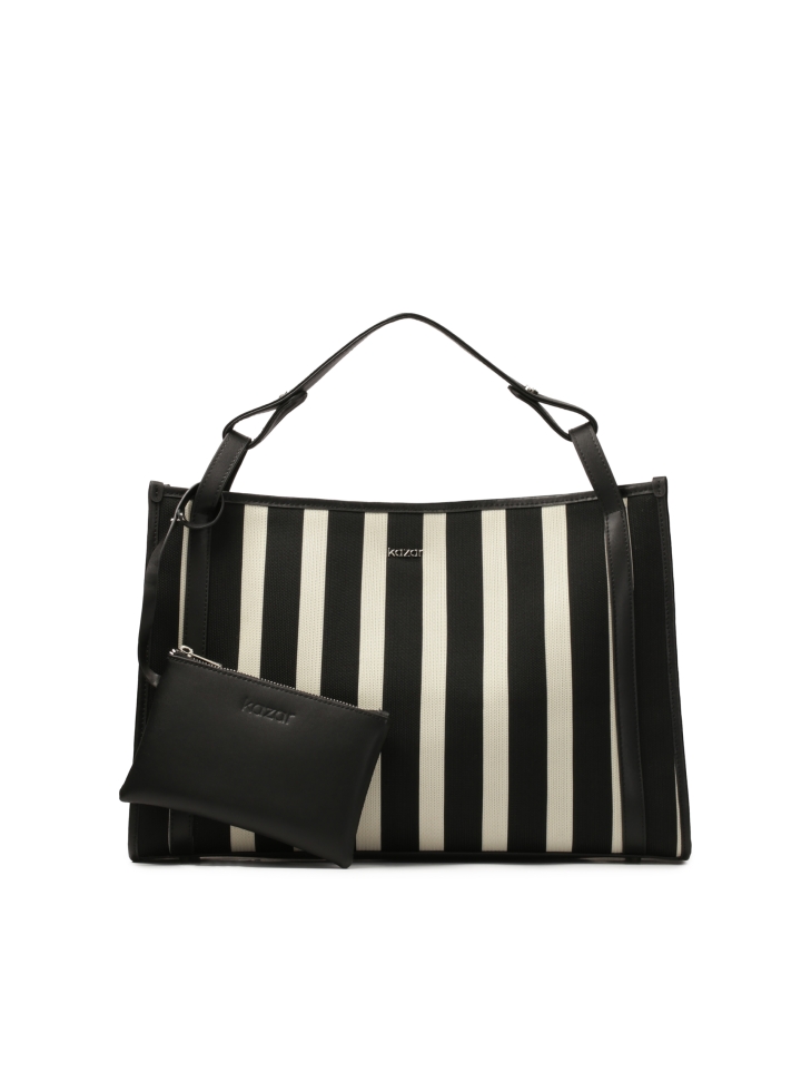 Large striped tote bag