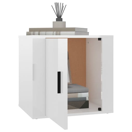 NNEVL Bedside Cabinets 2 pcs High Gloss White 50x39x47 cm