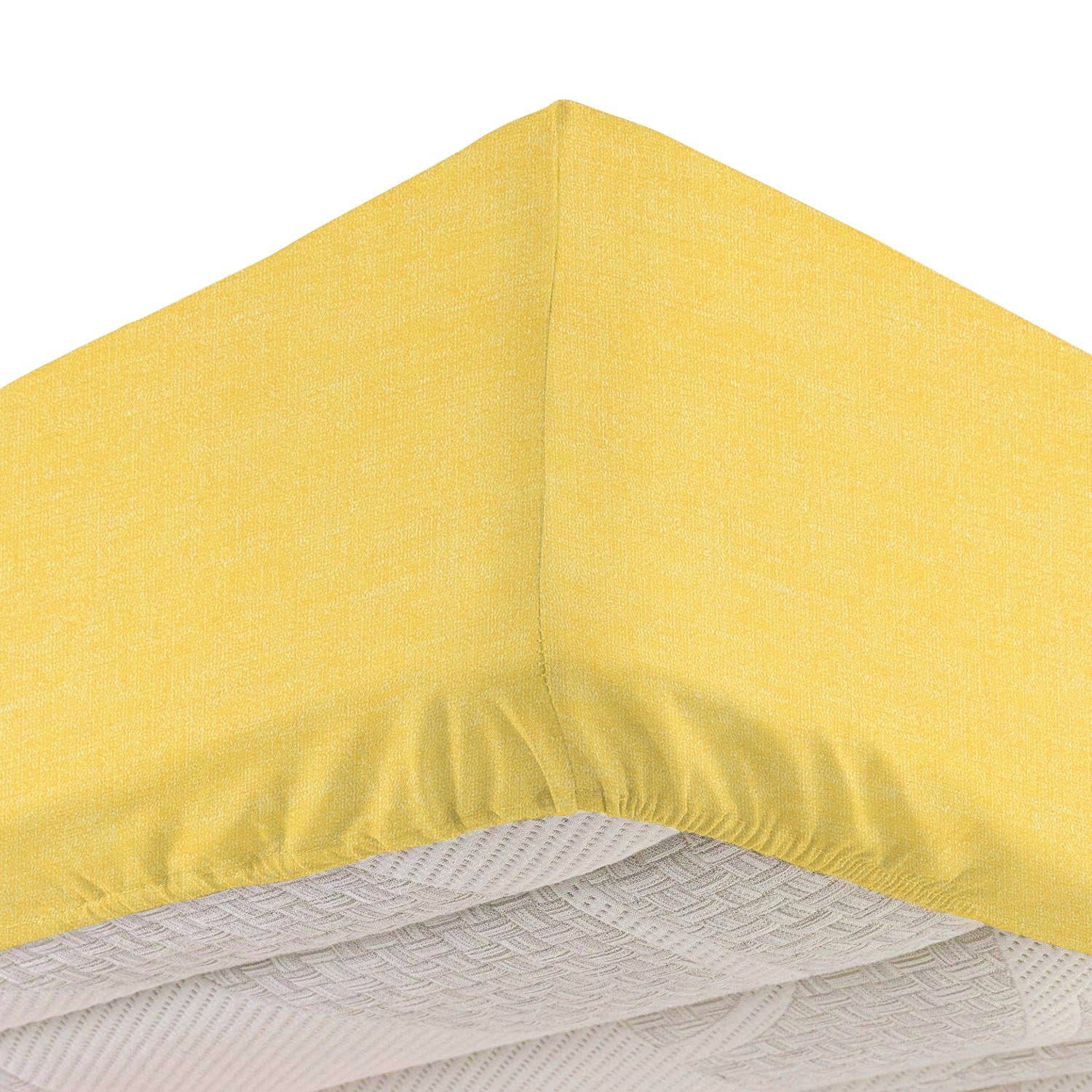 Lenzuolo con angoli singolo giallo cotone