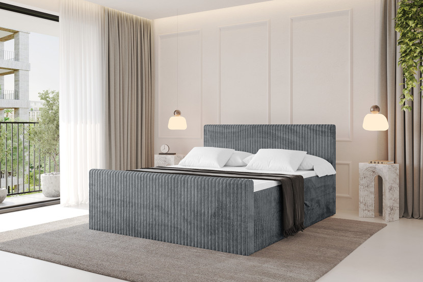 Łóżko kontynentalne z pojemnikiem i materacem H3 BARWA - 120x200cm