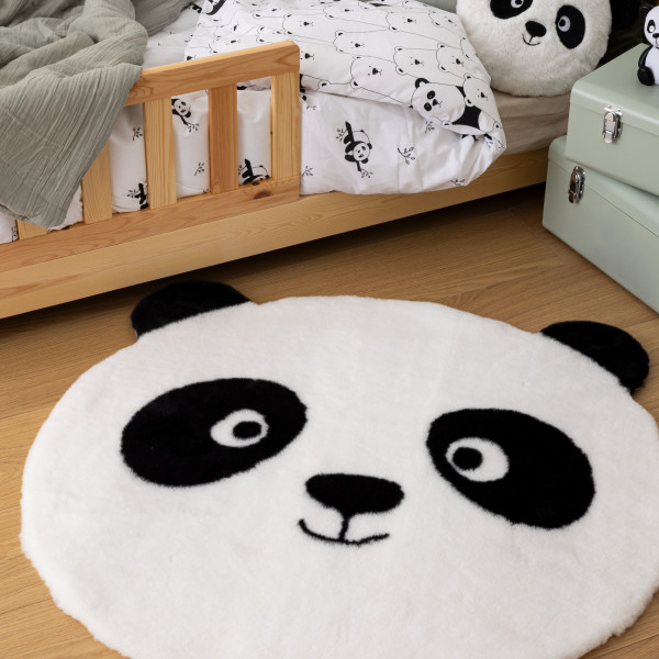 Okrągły dywan dziecięcy 100 cm biały Panda