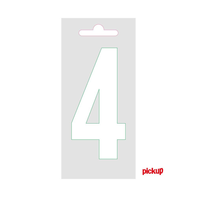 Chiffre 4 adhésif blanc 9 cm PICKUP
