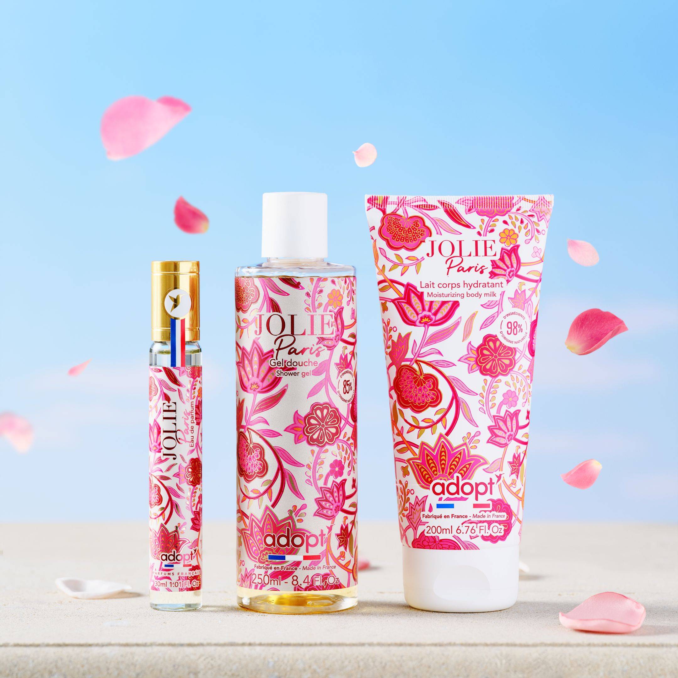 Jolie ParisCoffret eau de parfum 30 ml   gel douche 250 ml   lait corps 200 ml