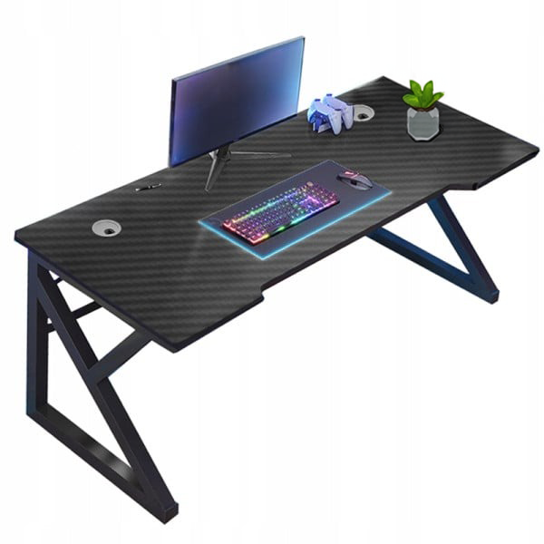Nowoczesne biurko gamingowe czarne carbon 120 cm