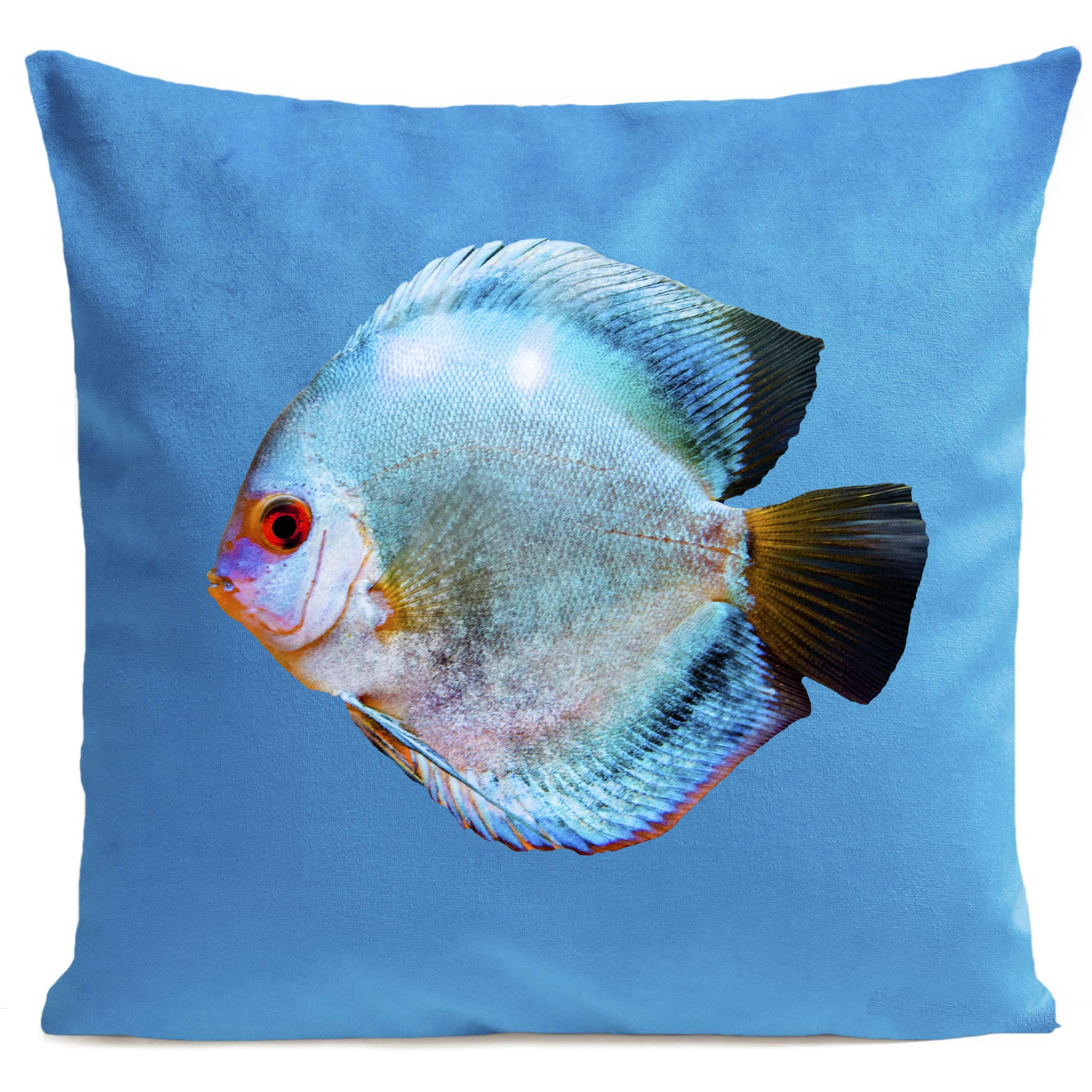 - Coussin bord de mer poisson bleu suédine 40x40cm