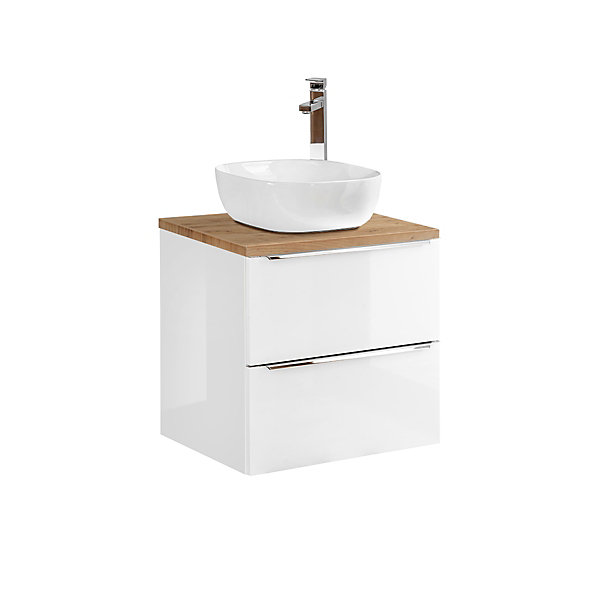 Ensemble meuble simple vasque 60cm et colonne April Blanc et Bois