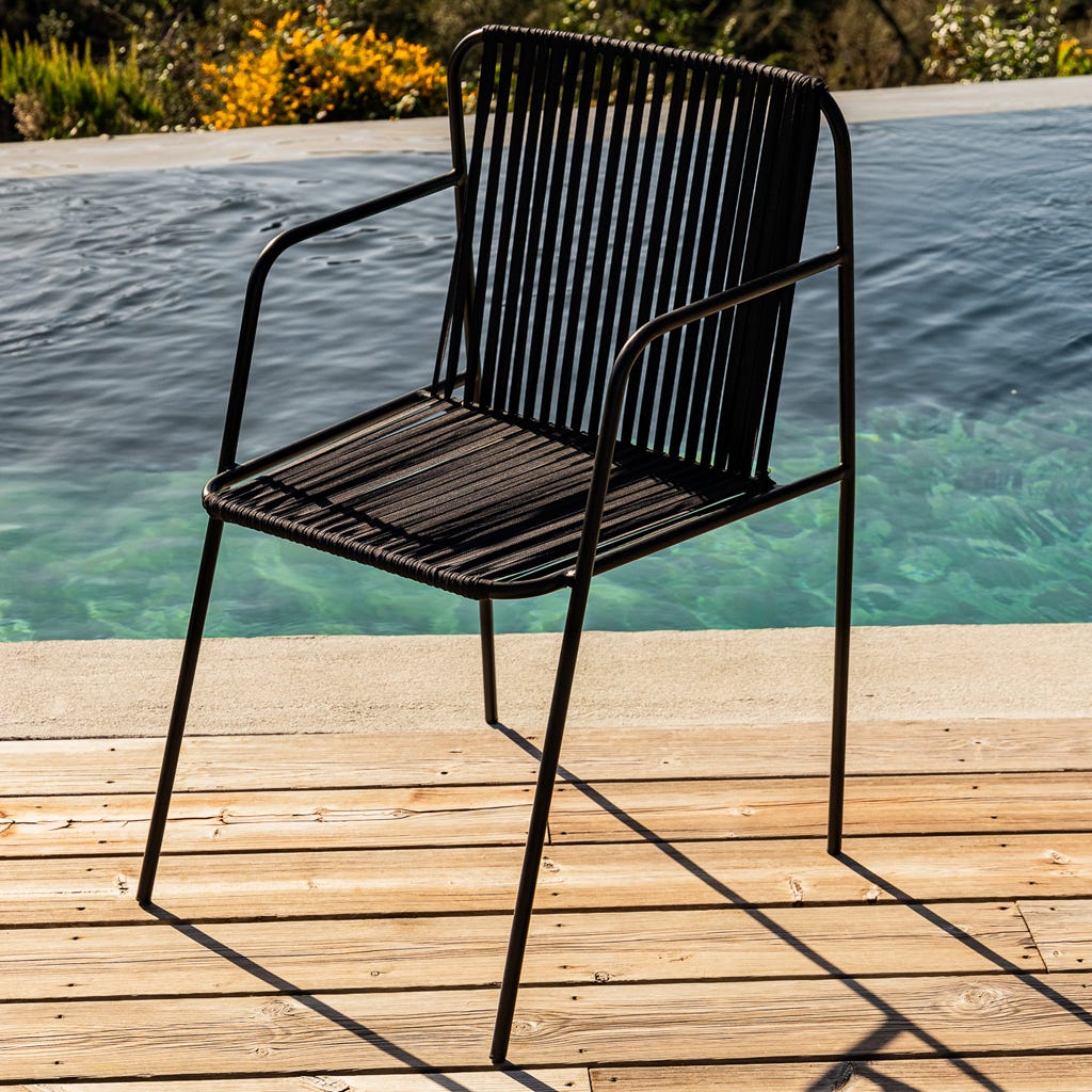 Cadeira de Metal Fitas Preta TULUM