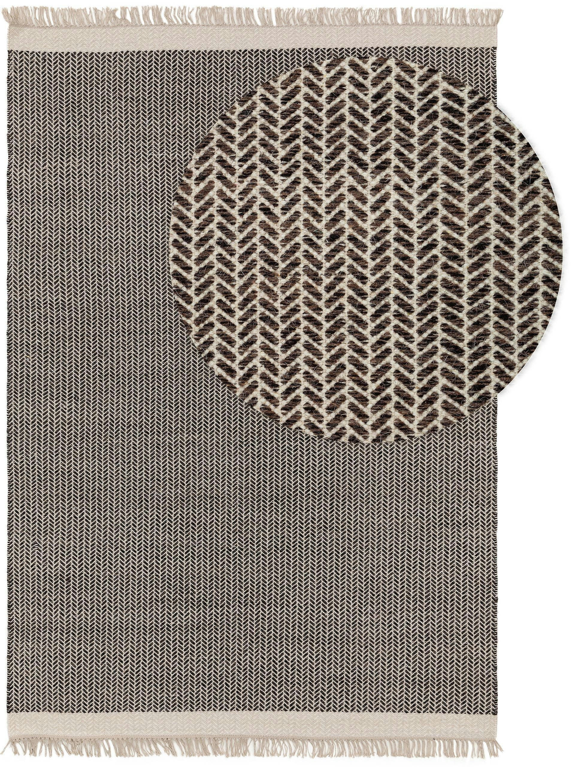KIM - Tapis de laine noir & blanc 80x120