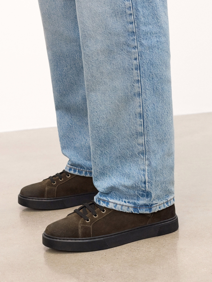 High lace-up suede sneakers