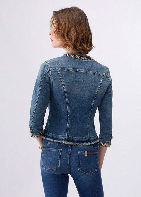 Giacca in denim con catene gioiello