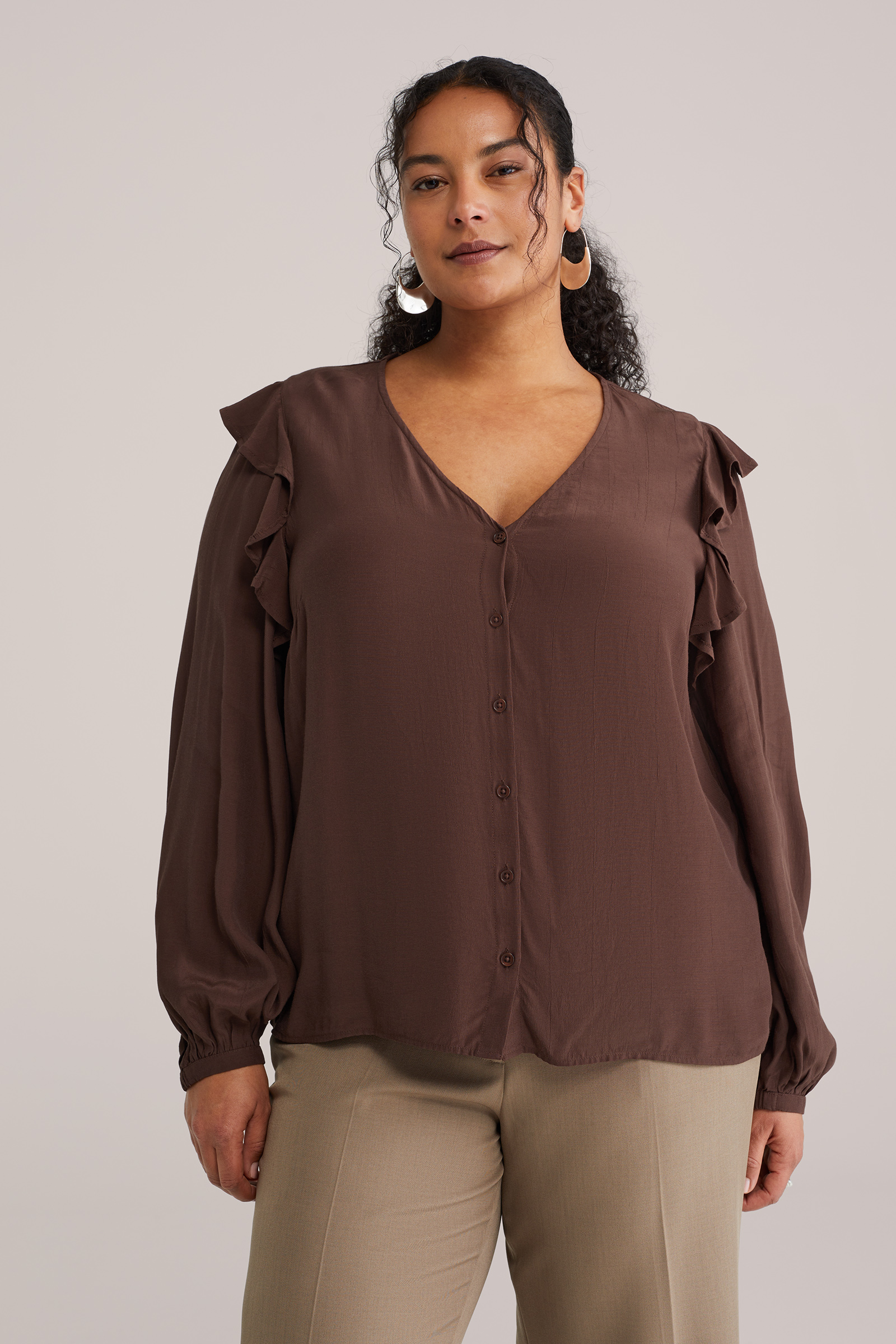 Dames blouse met ruches - Curve