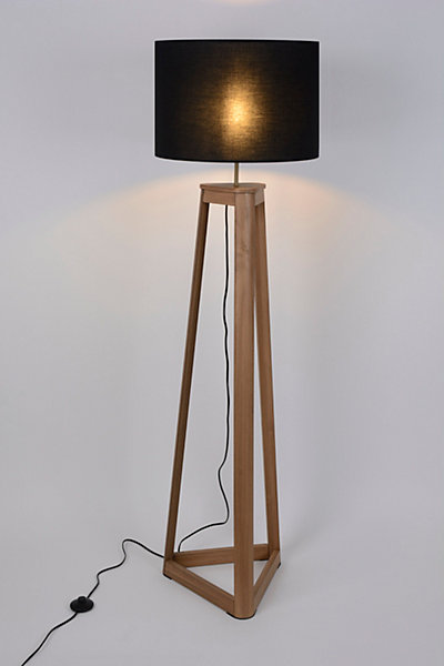 Lampadaire Honore Corep E27 IP20 60W bois foncé noir
