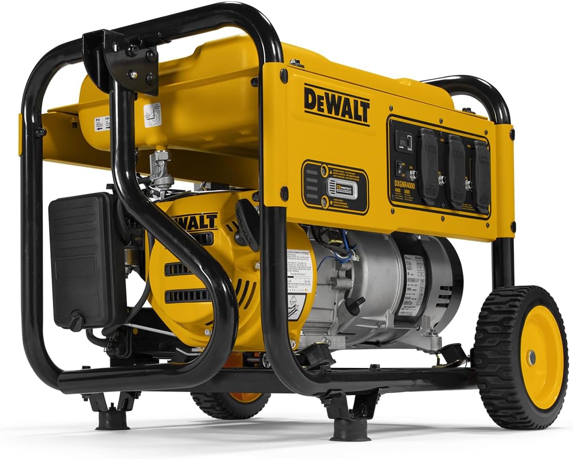 DeWalt 5 000 Starting Watt Portable Gas Generator  223cc Engine  Idle Control Technology  CO Protect Carbon Monoxide Detection  Never-Flat Wheels  Heavy Duty Steel Frame  Emergency Jobsite Power