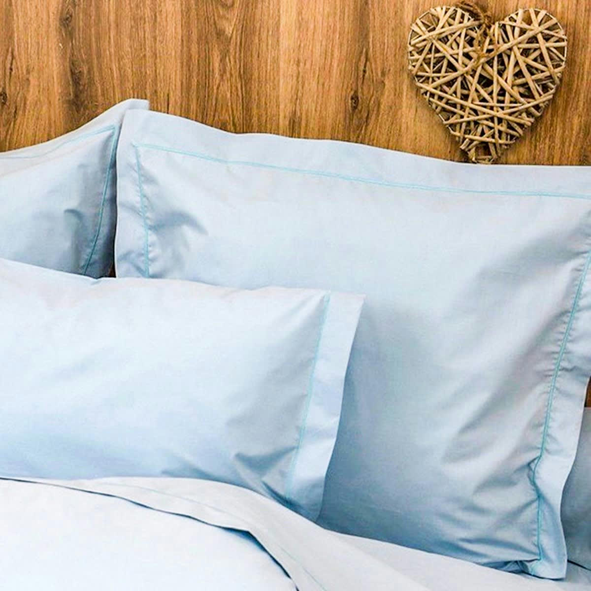 PARURE HOUSSE DE COUETTE DESIREE - Parure housse de couette percale 200 fils en coton bleu 140x200 cm