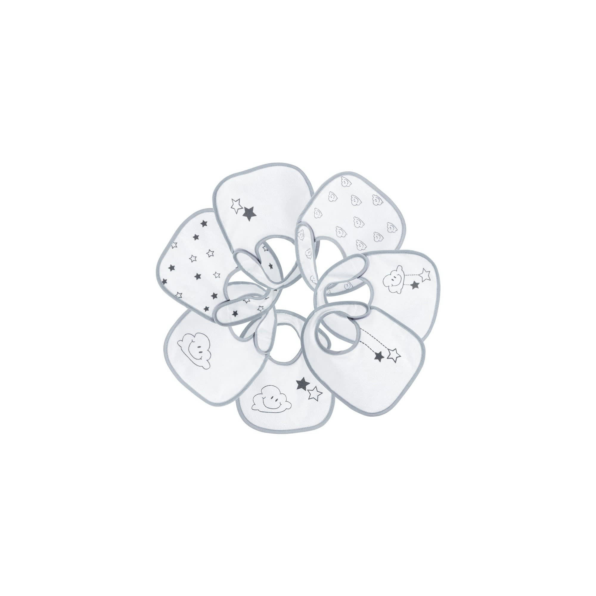 - Lot de 7 bavoirs de naissance Nuage gris