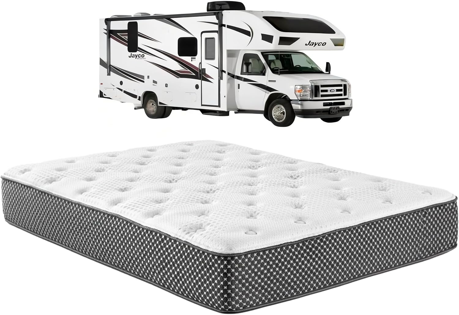 WanderRest 12” Cool Hybrid RV Mattress, Short Queen 60x74, Plush-Medium Gel Memory Foam & Pocketed Coil Bed for RV, Camper or Travel Trailer, Cooling Comfort, Made in USA