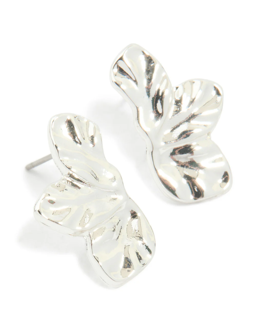 Silver Mini Flower Fan Stud Earrings