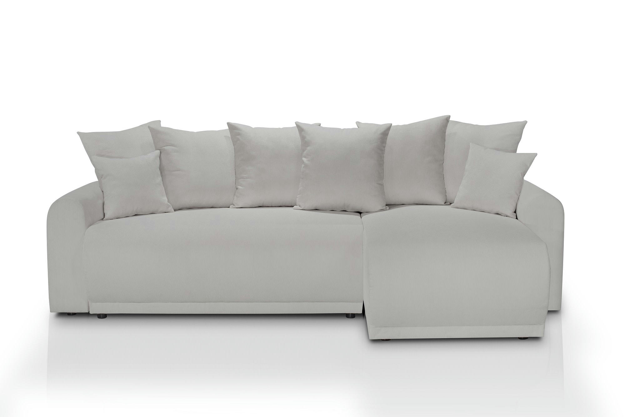 ANGE - Canapé angle convertible 3 places  en velours côtelé grège