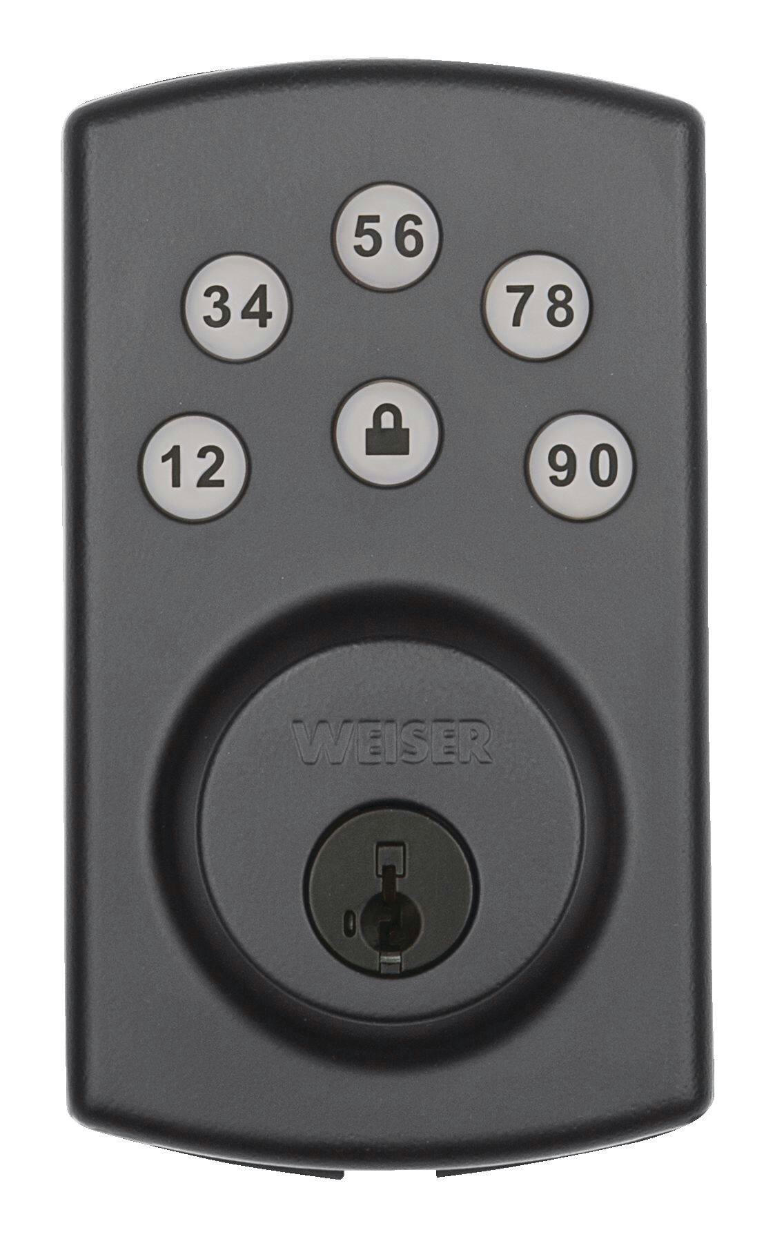 Weiser Powerbolt 2 Electronic Keypad Deadbolt Door Lock, Iron/Black