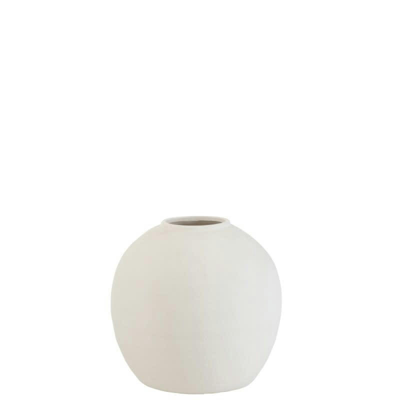 CIMENT - Vase rond ciment blanc H28cm
