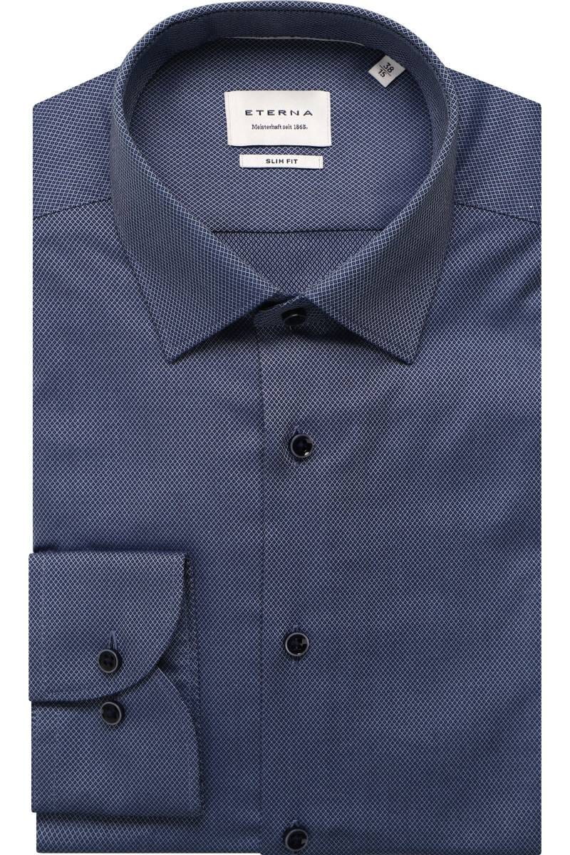 ETERNA Dynamic Cotton Slim Fit Hemd blau, Strukturiert