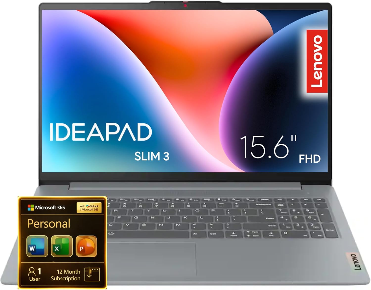 Lenovo IdeaPad Slim 3i - 15.6“ FHD Dispaly - Intel 4 Cores - Microsoft 365 Included - 1.1TB Storage | 128GB SSD and 1TB Cloud  Military-Grade  no Mouse | Learn  Work  Quality and Stream