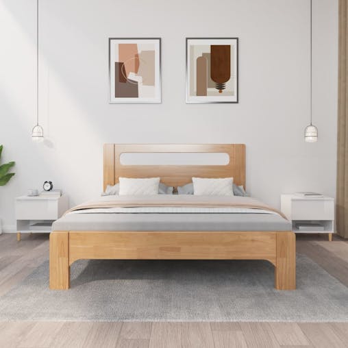 NNEVL Bedside Tables 2 pcs High Gloss White 50x46x50 cm Engineered Wood