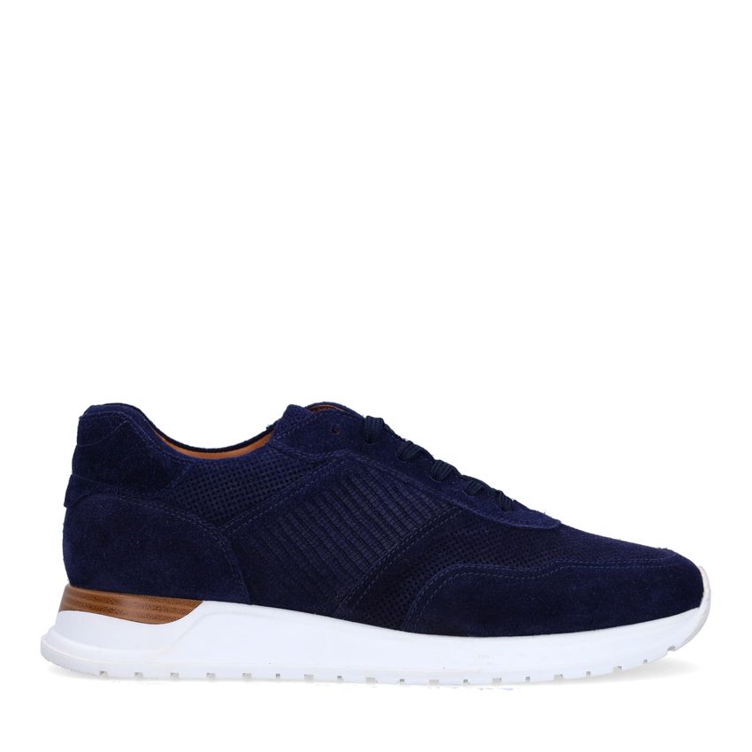 Manfield Donkerblauwe suède sneakers